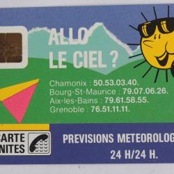 T&eacute;l&eacute;carte &agrave; puce France Allo le ciel 50U 1988