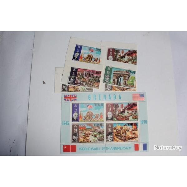 Timbres Grenada 25 anniversary World war II 1970 neufs