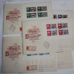 Lot 5 enveloppes Hongrie exposition philat&eacute;lique Budapest argent 1961