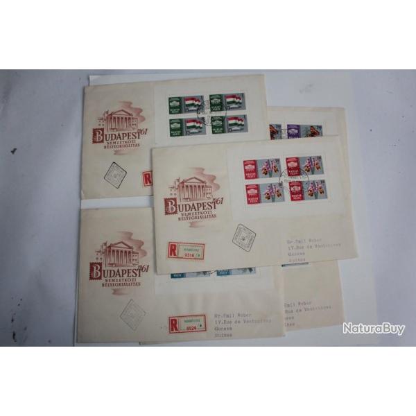 Lot 5 enveloppes Hongrie exposition philat�lique Budapest argent 1961