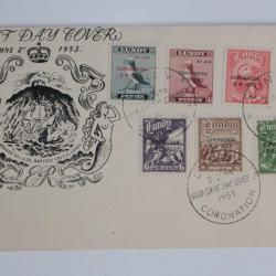 Enveloppe FDC Lundy surcharge coronation 1953