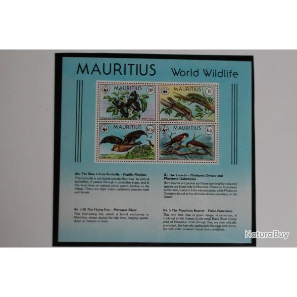 Timbres bloc Mauritius World Wildlife Fund 1978 neuf