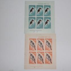 Timbres 2 blocs Nouvelle Z&eacute;lande Miniature Sheet Bird 1960 Neufs