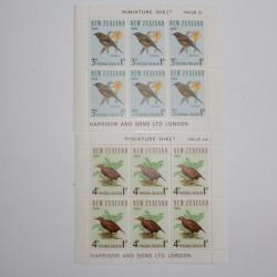 Timbres 2 blocs Nouvelle Z&eacute;lande Miniature Sheet Bird 1966 Neufs