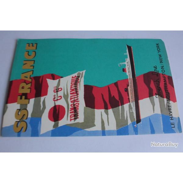 Brochure Croisi�re French Line Coupe longitudinale Paquebot France