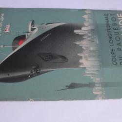Brochure Paquebot Normandie Cie Gle Transatlantique Coupe longitudinale