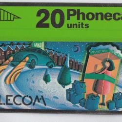 T&eacute;l&eacute;carte L&G Royaume-Uni Christmas 1990 Taxi 010C