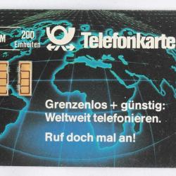 T&eacute;l&eacute;carte &agrave; puce Allemagne Grenzenlos 1989