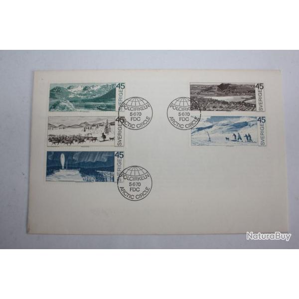 Enveloppe Su�de Sverige FDC Arctic circle 1970 avec document