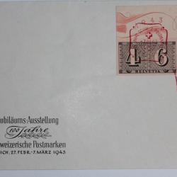 Enveloppe Suisse FDC 100 jahre schweiz Zurich 1943