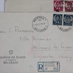 Enveloppes Légation de Suisse en Yougoslavie Belgrade 1939