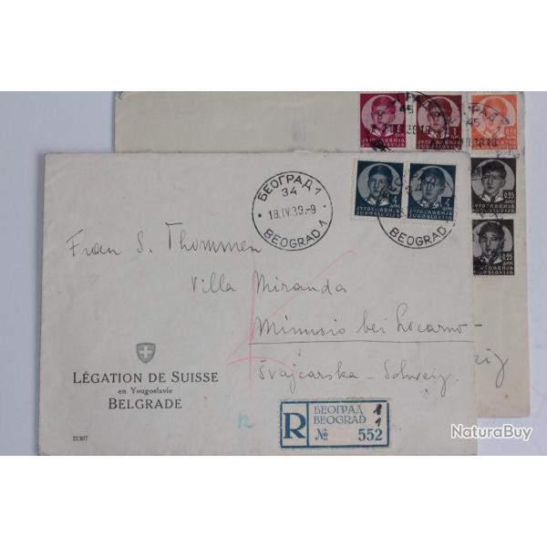 Enveloppes L�gation de Suisse en Yougoslavie Belgrade 1939