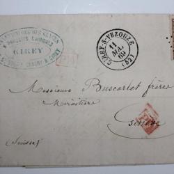 Pli marque postale France empire PD 30c établissement de Cirey 1869