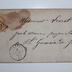 Pli marque postale France empire 20c facture liqueur d'absinthe 1870