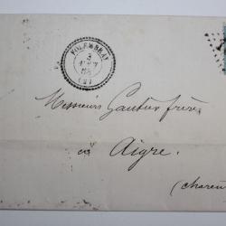 Enveloppe France empire 20c obl cercle extérieur perlé 1868