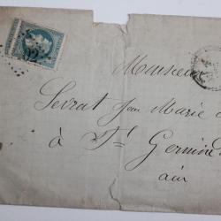 Pli marque postale France empire 20c 1869