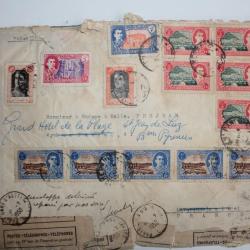 Enveloppe Iran par avion shah mohammed poste telegraphes 1950