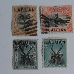Timbres State of North Borneo surcharge Labuan 1896