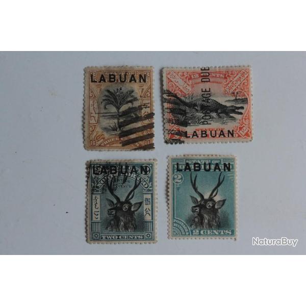 Timbres State of North Borneo surcharge Labuan 1896