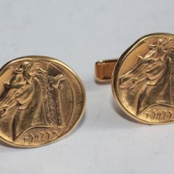 Boutons de manchettes plaqu&eacute; or Cheval.
