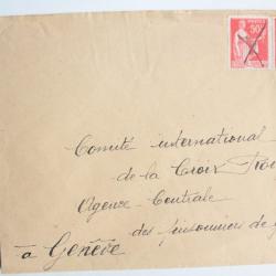 Enveloppe France croix rouge timbres par pair annul&eacute;