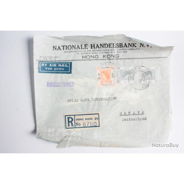 Enveloppe Chine Hong Kong par avion recommand�e 1954
