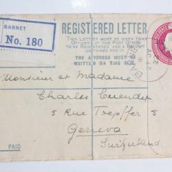 Enveloppe Angleterre registered letter recommand&eacute;e 1922