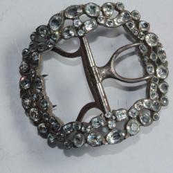 Ancienne boucle de ceinture acier et strass