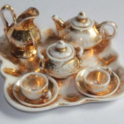 D&icirc;nette Service &agrave; th&eacute; de poup&eacute;e porcelaine Vieux Paris