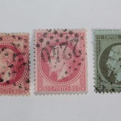 Timbres France Napol&eacute;on III 80c et 1c 1862 oblit&eacute;r&eacute;s