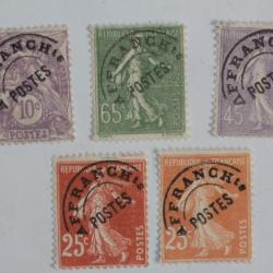 Timbres France pr&eacute;-oblit&eacute;r&eacute; blanc et semeuse 1927-1929