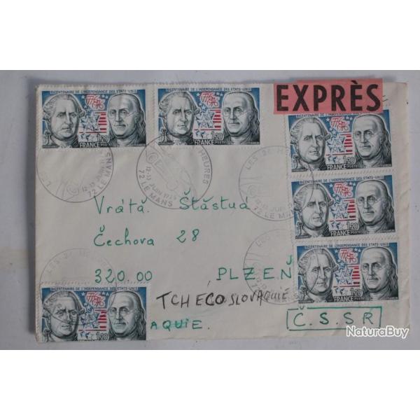 Enveloppe France PJ 24h du mans expr�s destination Tch�coslovaquie 1976