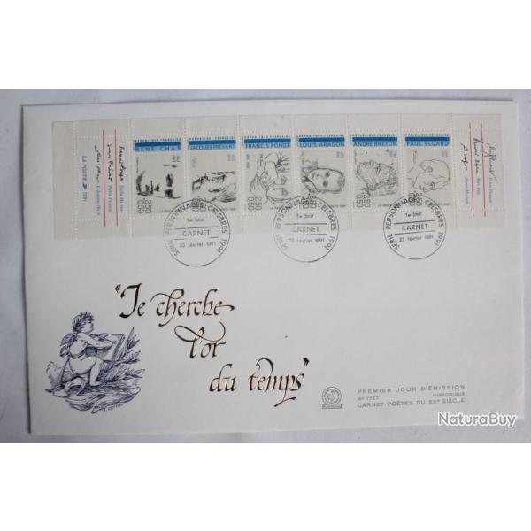 Enveloppe France FDC grand format 1991 S�rie personnages c�l�bres