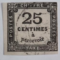 Timbre France Taxe 25c noir type I obl de province 1871-78