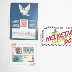 Lot Timbres Suisse exposition nationale 1990 avec sticker