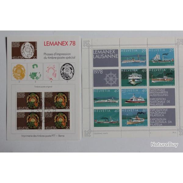 Timbres Suisse Lemanex exposition nationale Lausanne 1978 neufs