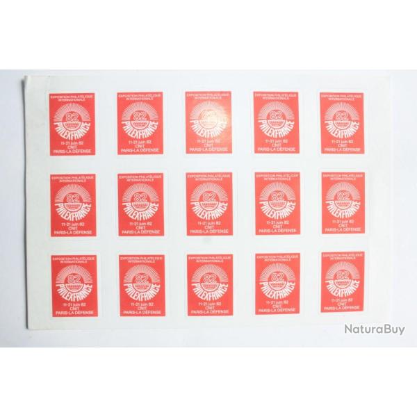 Planche 15 Vignettes Exposition philat�lique internationale juin 1982