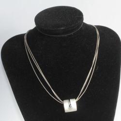 Collier argent massif et perle grise Yvette RIES Bijoux