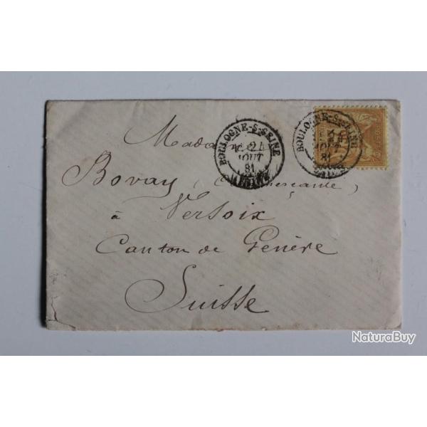 Enveloppe affranchie type sage 25c oblit�ration Ambumlant N�10 1881