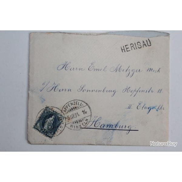 Enveloppe Herisau Allemagne cachet Appenzellwinkeln 1901