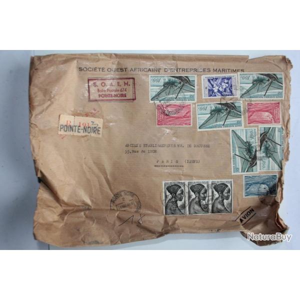 Enveloppe air mail Pointe Noire S.O.A.E.M recommande 1958
