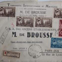 Enveloppe air mail Transports Internationaux M.de Brousse 1947