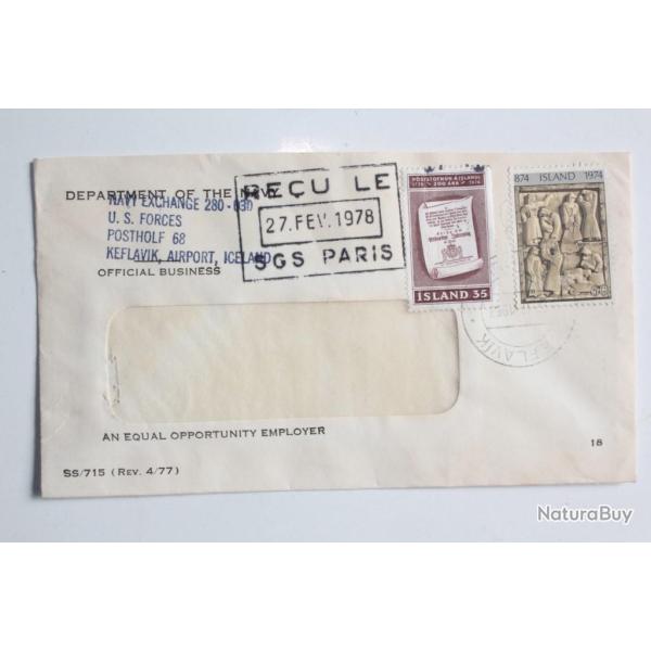 Enveloppe department of the navy U.S Forces Iceland 1978