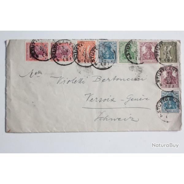 Enveloppe Timbres Allemagne cachet Stuttgart 1922
