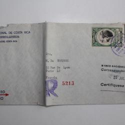Enveloppe air mail Bank Costa Rica Washington recommandée 1951