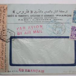 Enveloppe air mail Égypte Caire censor 1949