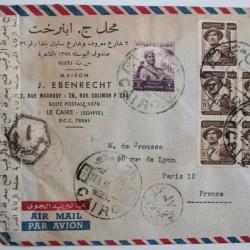 Enveloppe air mail Égypte Caire censor 1953