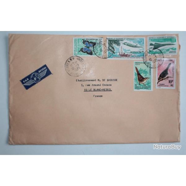 Enveloppe par avion Nouvelle Caledonie cachet Roger Buisau 1970
