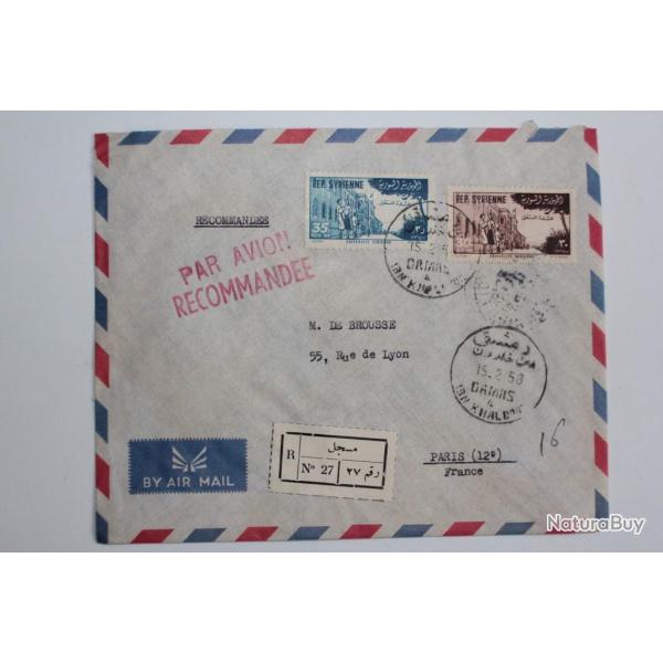 Enveloppe air mail Syrie Damas Khalil fattal et fils 1958