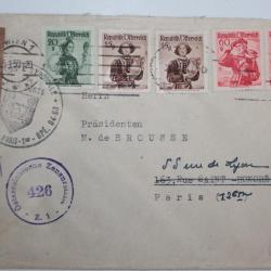 Enveloppe Autriche censor chambre syndicale Paris 1950